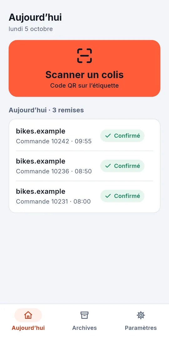Aujourd’hui : les remises de ce matin, horodatées et transmises à la boutique