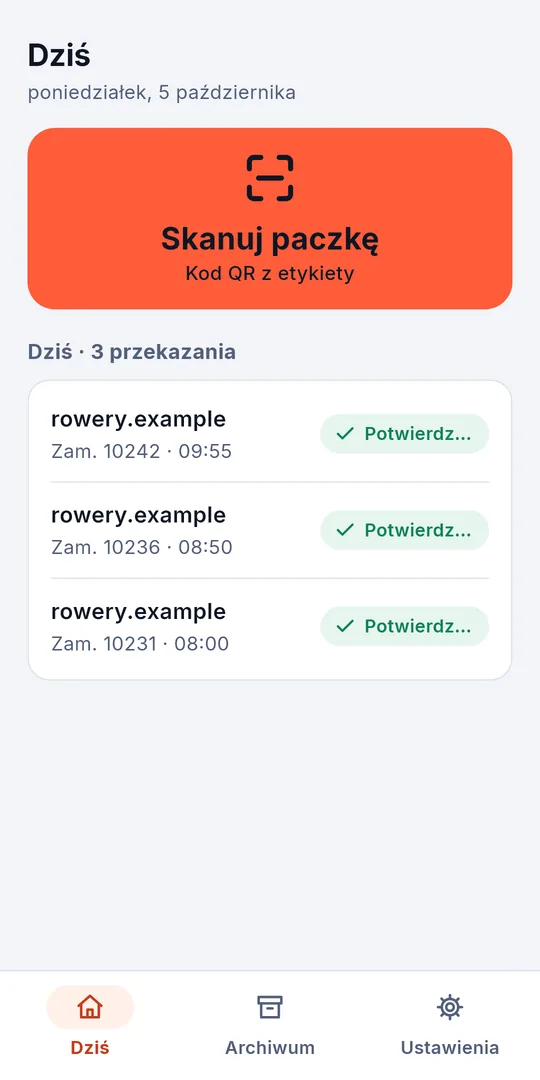 Dziś: przekazania z rana, ostemplowane i wysłane do sklepu