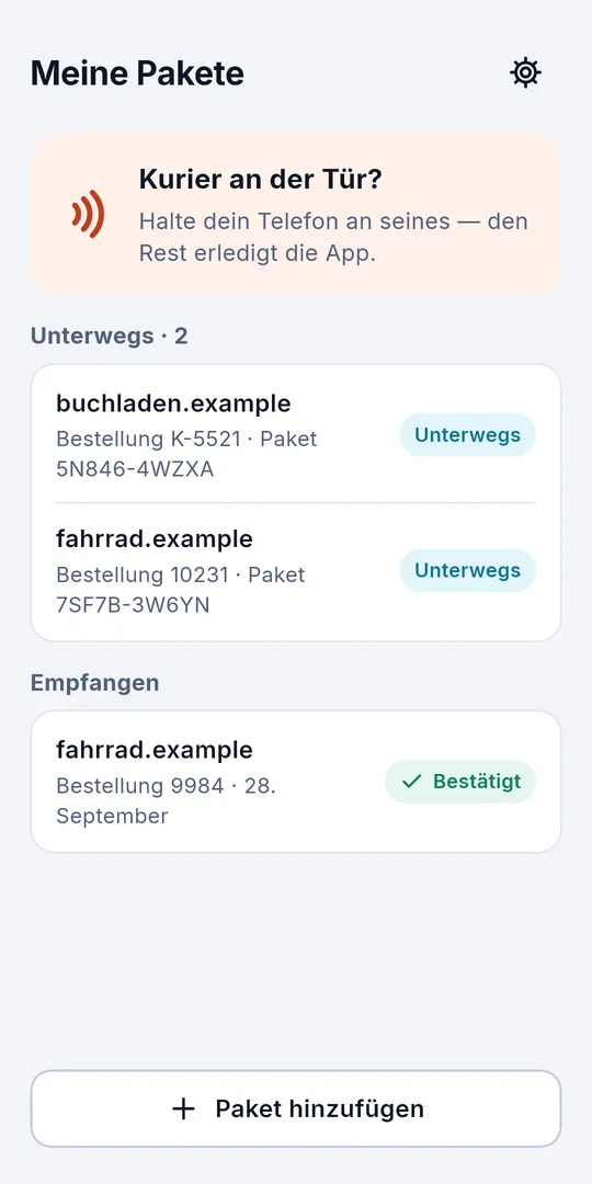 Meine Pakete: zwei unterwegs und eines empfangen und bestätigt
