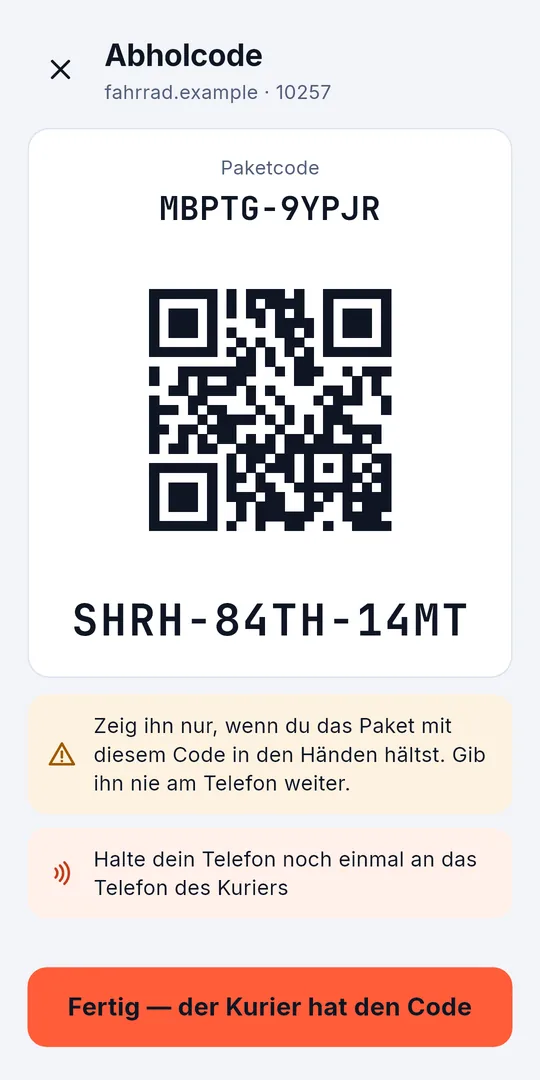 Der Abholcode für den Kurier: QR-Code, Code und Paketcode auf einen Blick